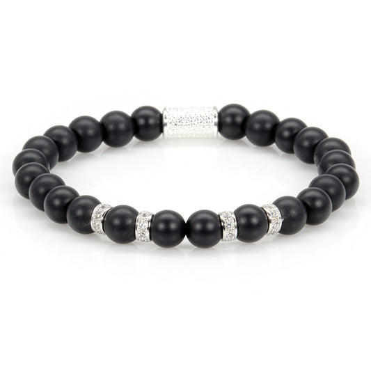 Onyx Matt Perlen Spacer Zirkon 925 Sterling Silber