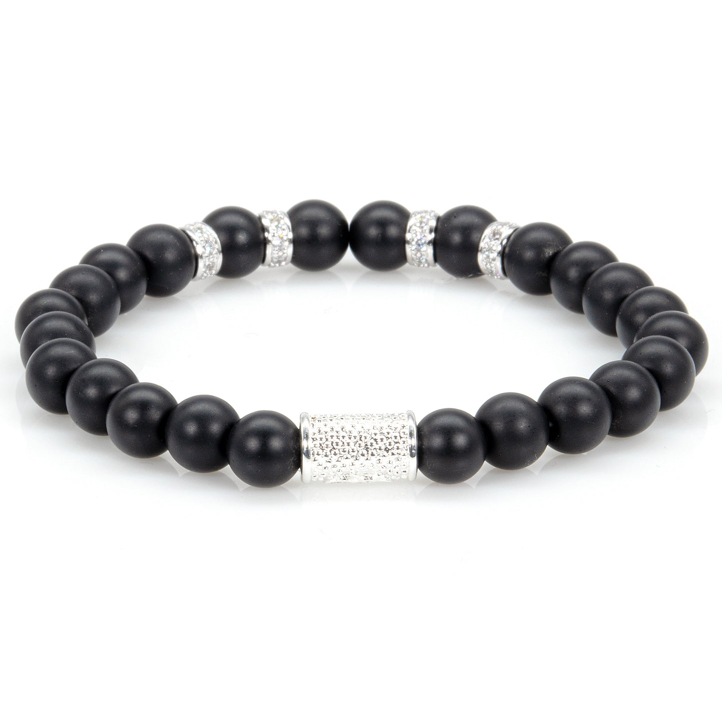 Onyx Matt Perlen Spacer Zirkon 925 Sterling Silber