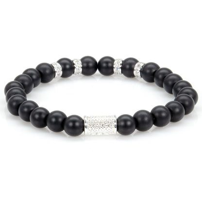 Onyx Matt Perlen Spacer Zirkon 925 Sterling Silber
