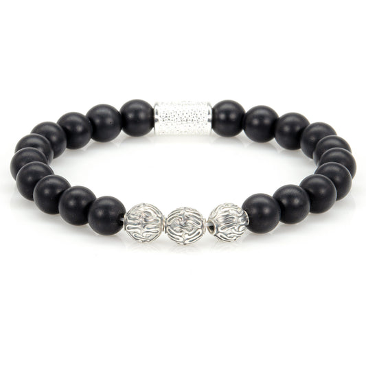 Onyx Matt Perlen Roma 925 Sterling Silber