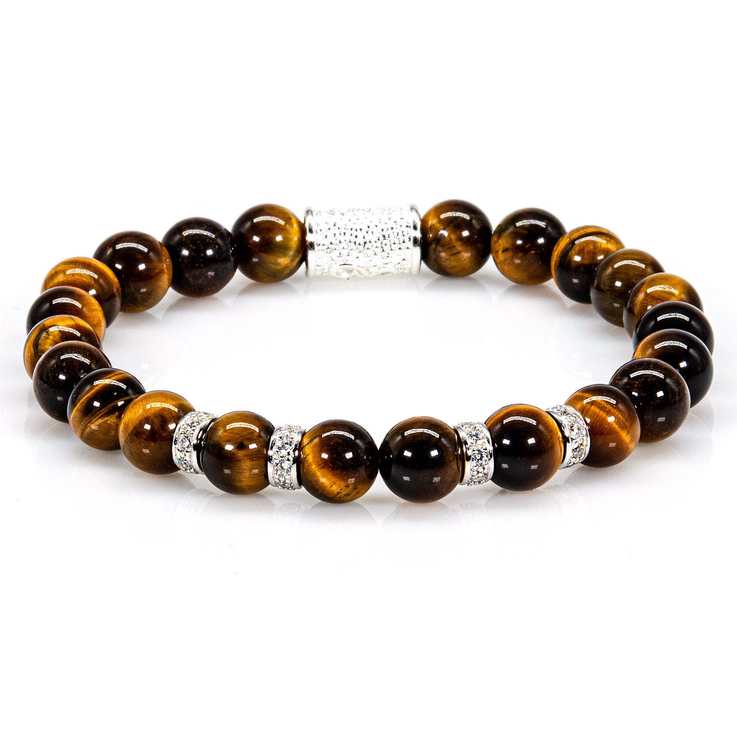 Tigerauge Perlen Spacer Zirkon 925 Sterling Silber