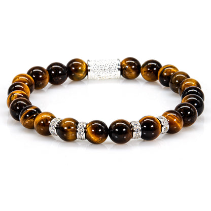 Tigerauge Perlen Spacer Zirkon 925 Sterling Silber