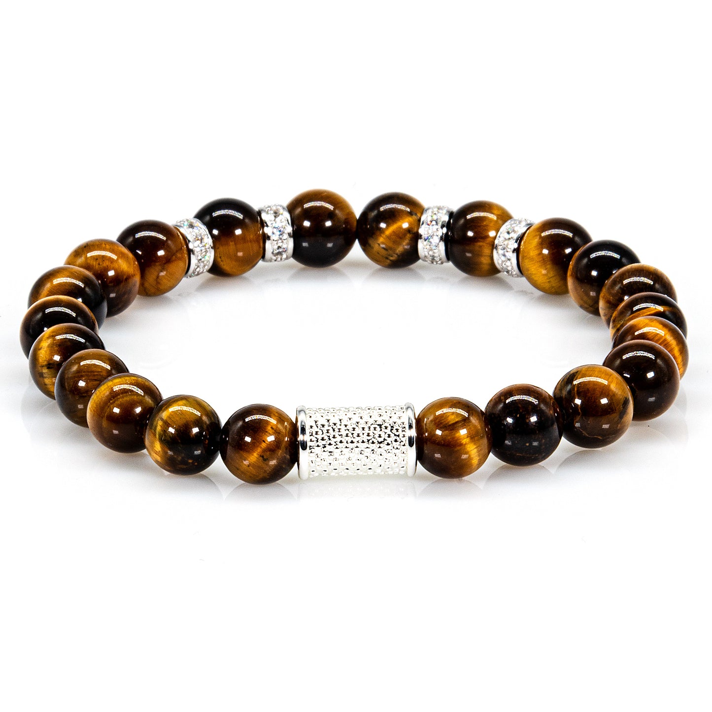 Tigerauge Perlen Spacer Zirkon 925 Sterling Silber