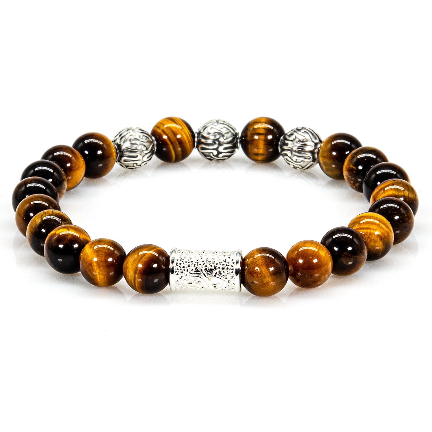 Tigerauge Perlen Roma 925 Sterling Silber