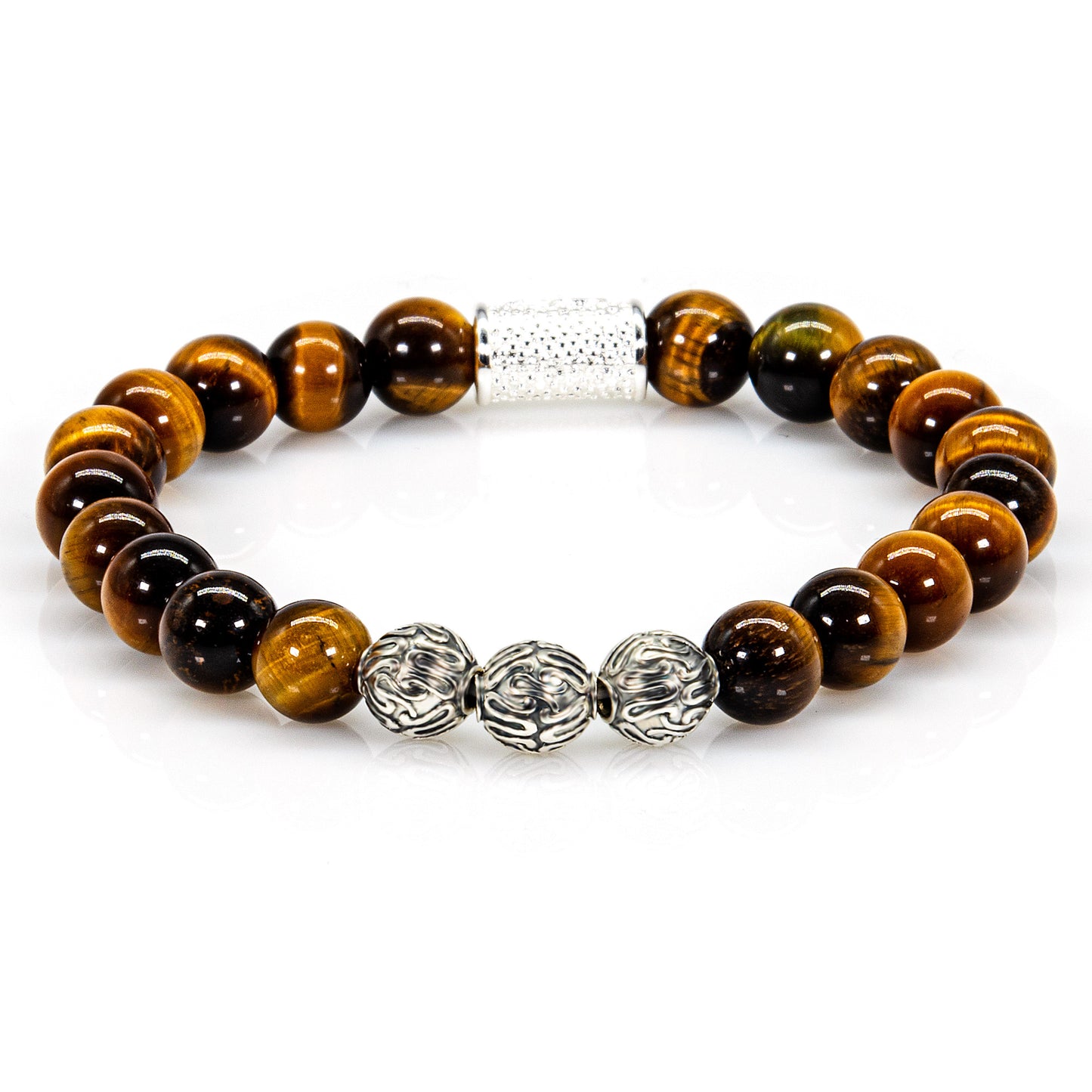 Tigerauge Perlen Roma 925 Sterling Silber
