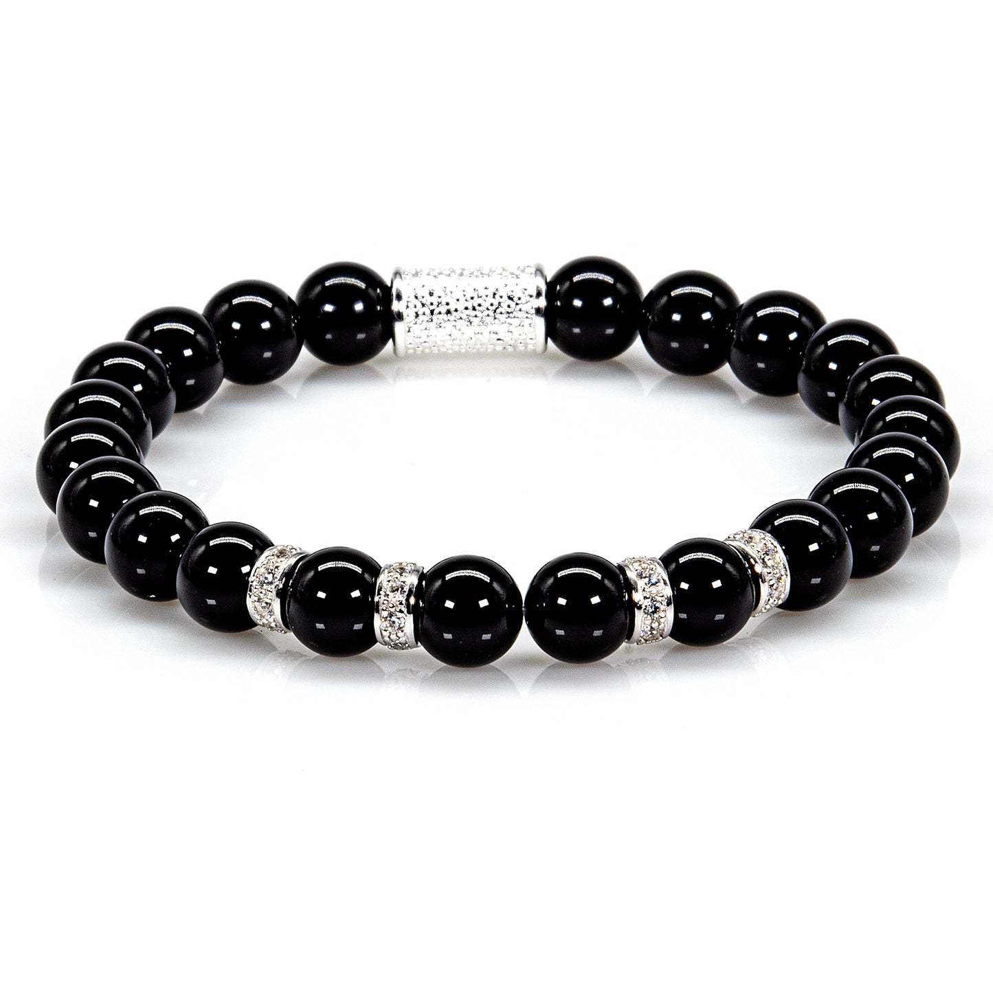 Onyx Perlen Spacer Zirkon 925 Sterling Silber