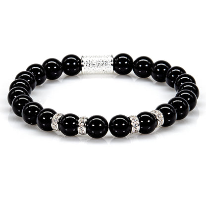 Onyx Perlen Spacer Zirkon 925 Sterling Silber