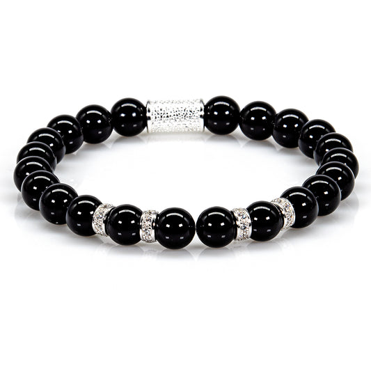 Onyx Perlen Spacer Zirkon 925 Sterling Silber