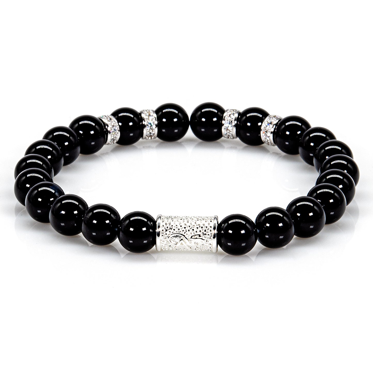 Onyx Perlen Spacer Zirkon 925 Sterling Silber