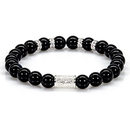 Onyx Perlen Spacer Zirkon 925 Sterling Silber