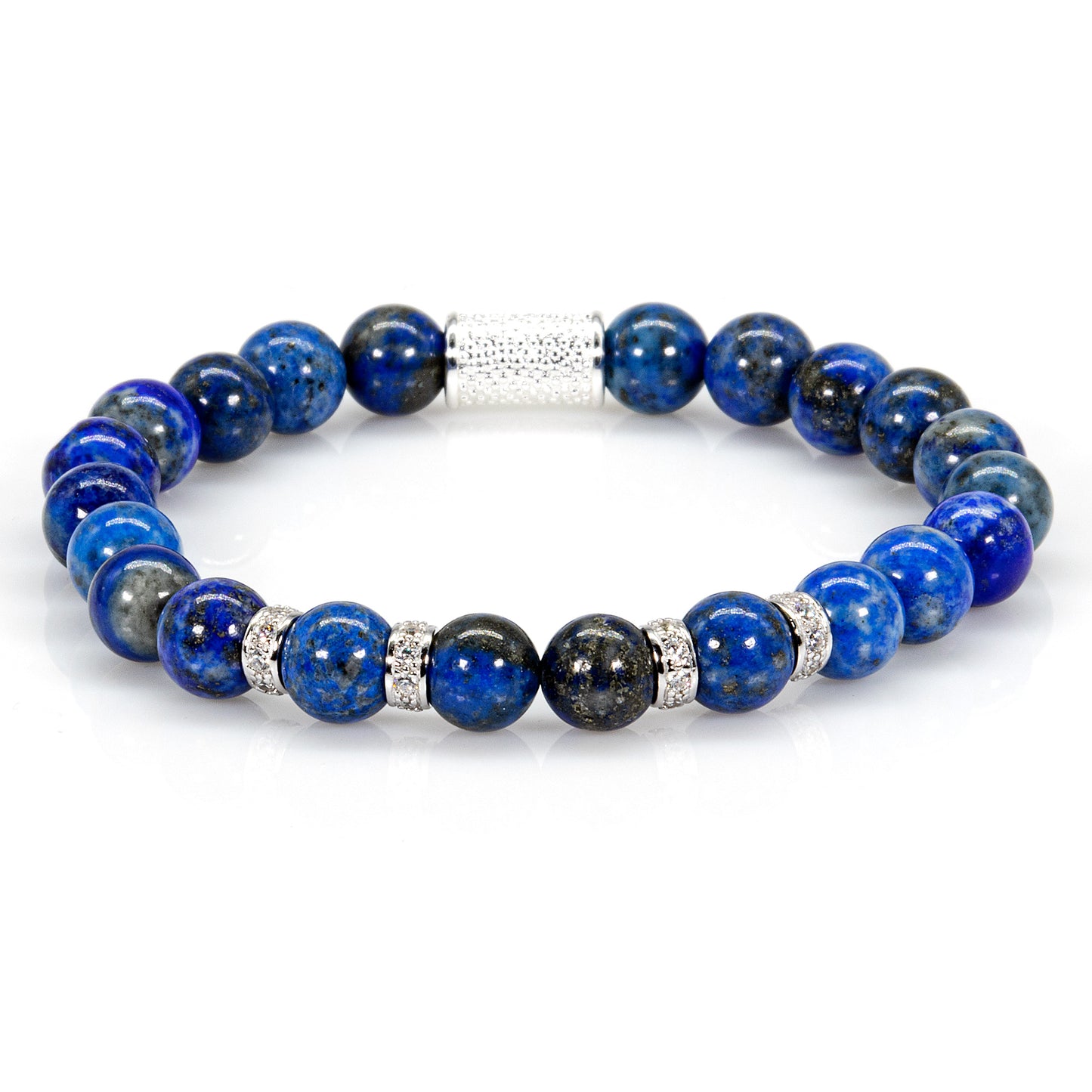 Lapislazuli Perlen Spacer Zirkon 925 Sterling Silber