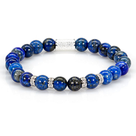 Lapislazuli Perlen Spacer Zirkon 925 Sterling Silber