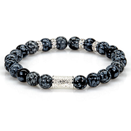 Snowflake Obsidian Perlen Spacer Zirkon 925 Sterling Silber