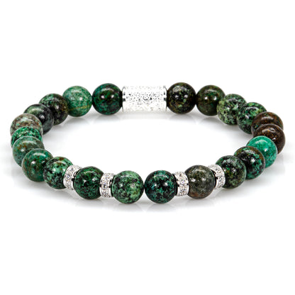 African Türkis Perlen Spacer Zirkon 925 Sterling Silber