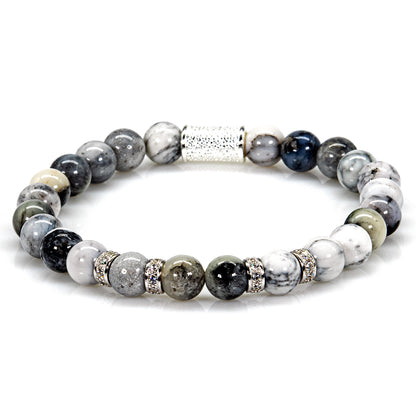 Achat Perlen Spacer Zirkon 925 Sterling Silber