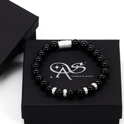 Onyx Perlen Spacer Zirkon 925 Sterling Silber