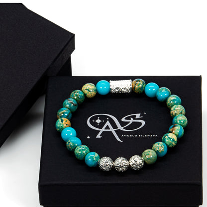 Aqua Terra Jaspis Perlen Roma 925 Sterling Silber