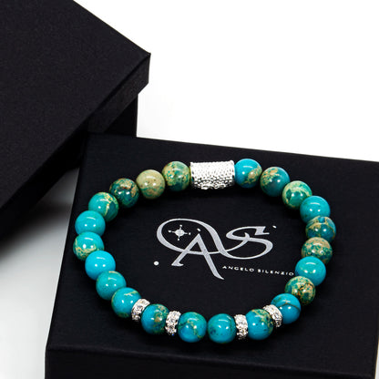 Aqua Terra Jaspis Perlen Spacer Zirkon 925 Sterling Silber