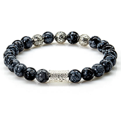 Snowflake Obsidian Perlen Roma 925 Sterling Silber