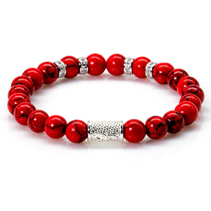 Roter Türkis Perlen Spacer Zirkon 925 Sterling Silber