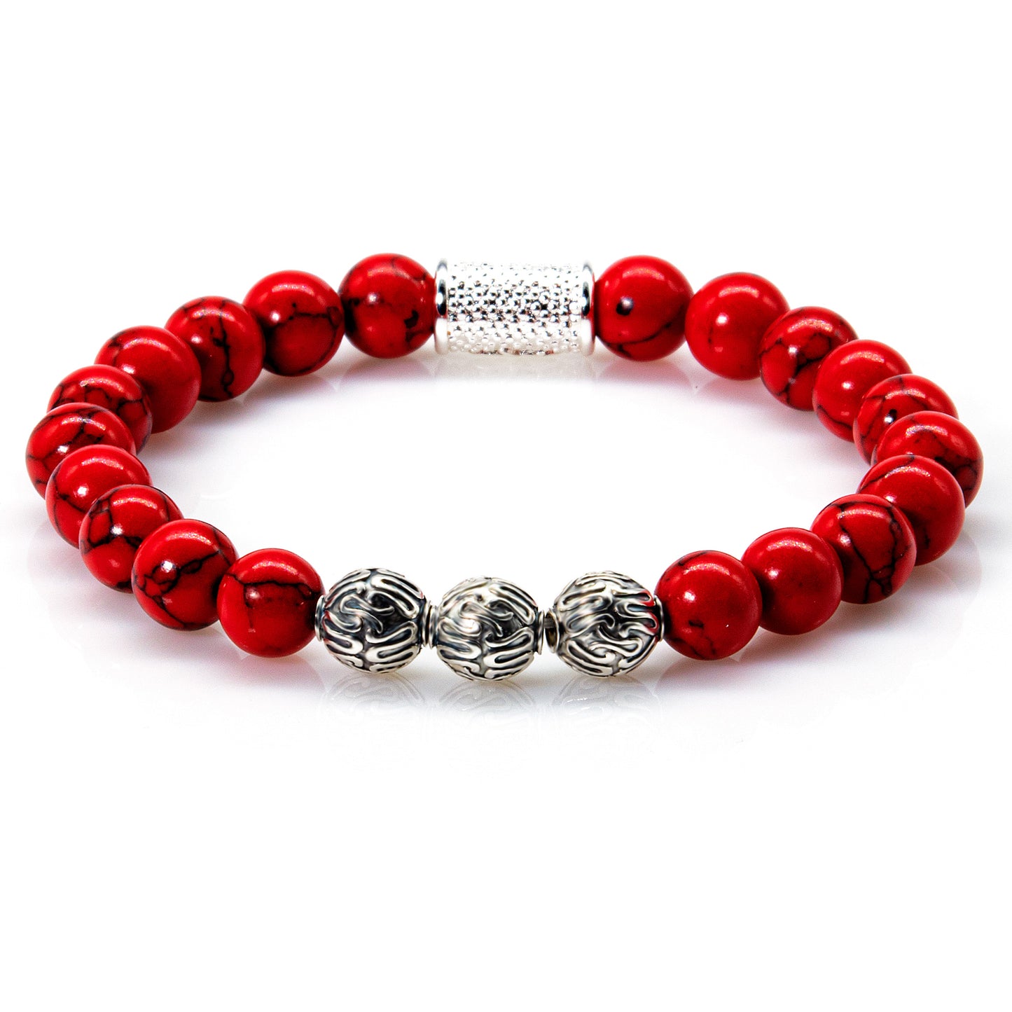 Roter Türkis Perlen Roma 925 Sterling Silber
