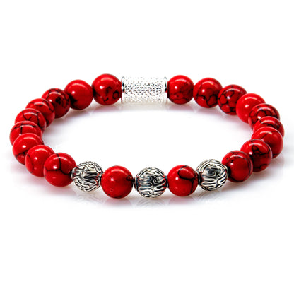 Roter Türkis Perlen Roma 925 Sterling Silber