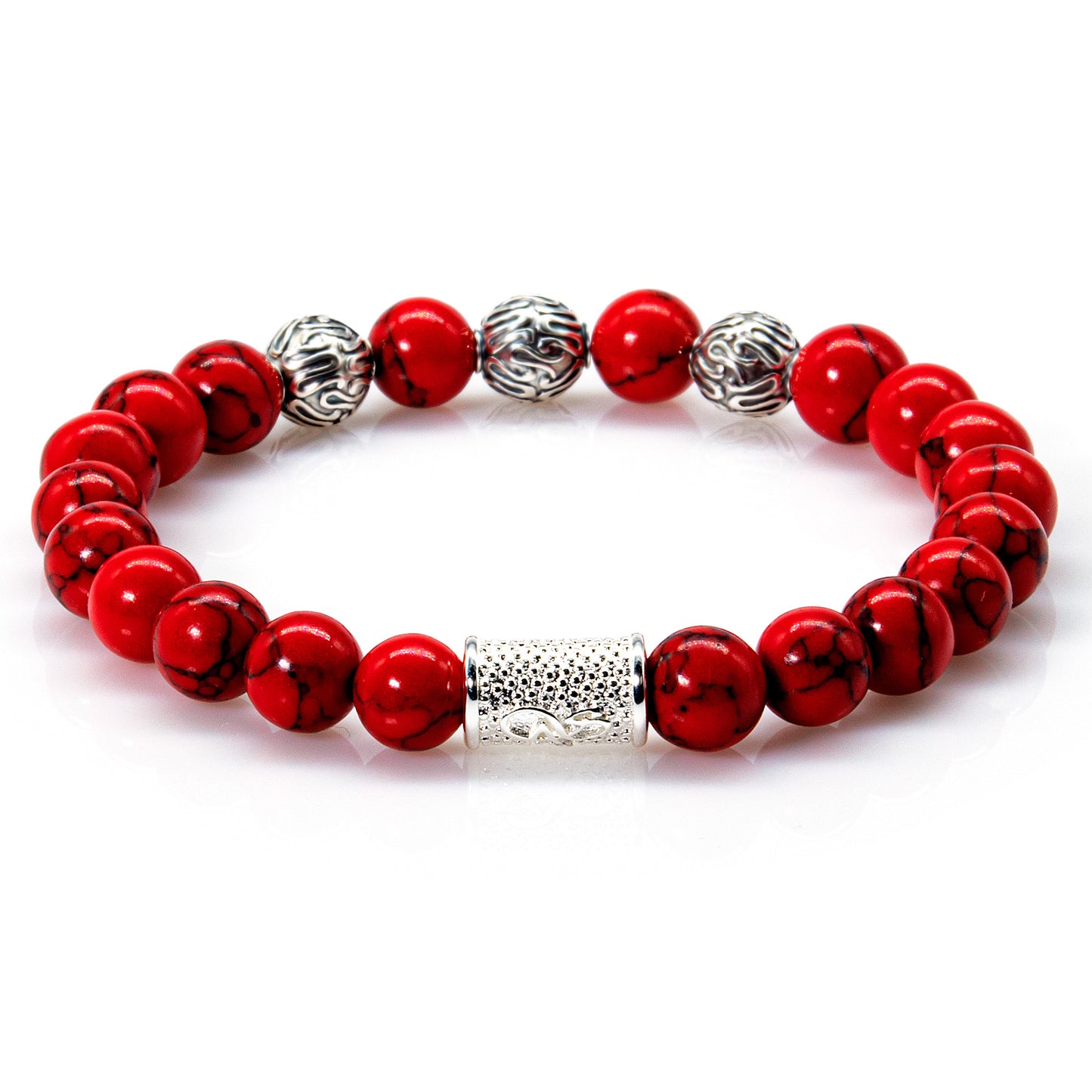 Roter Türkis Perlen Roma 925 Sterling Silber