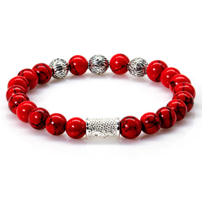Roter Türkis Perlen Roma 925 Sterling Silber