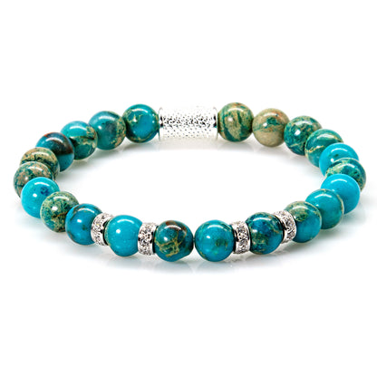 Aqua Terra Jaspis Perlen Spacer Zirkon 925 Sterling Silber