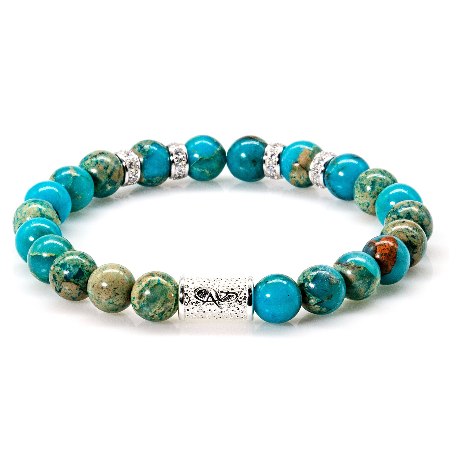 Aqua Terra Jaspis Perlen Spacer Zirkon 925 Sterling Silber