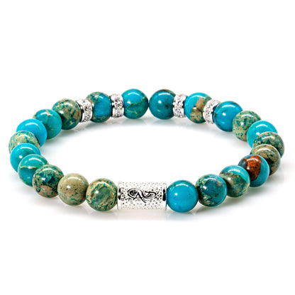 Aqua Terra Jaspis Perlen Spacer Zirkon 925 Sterling Silber