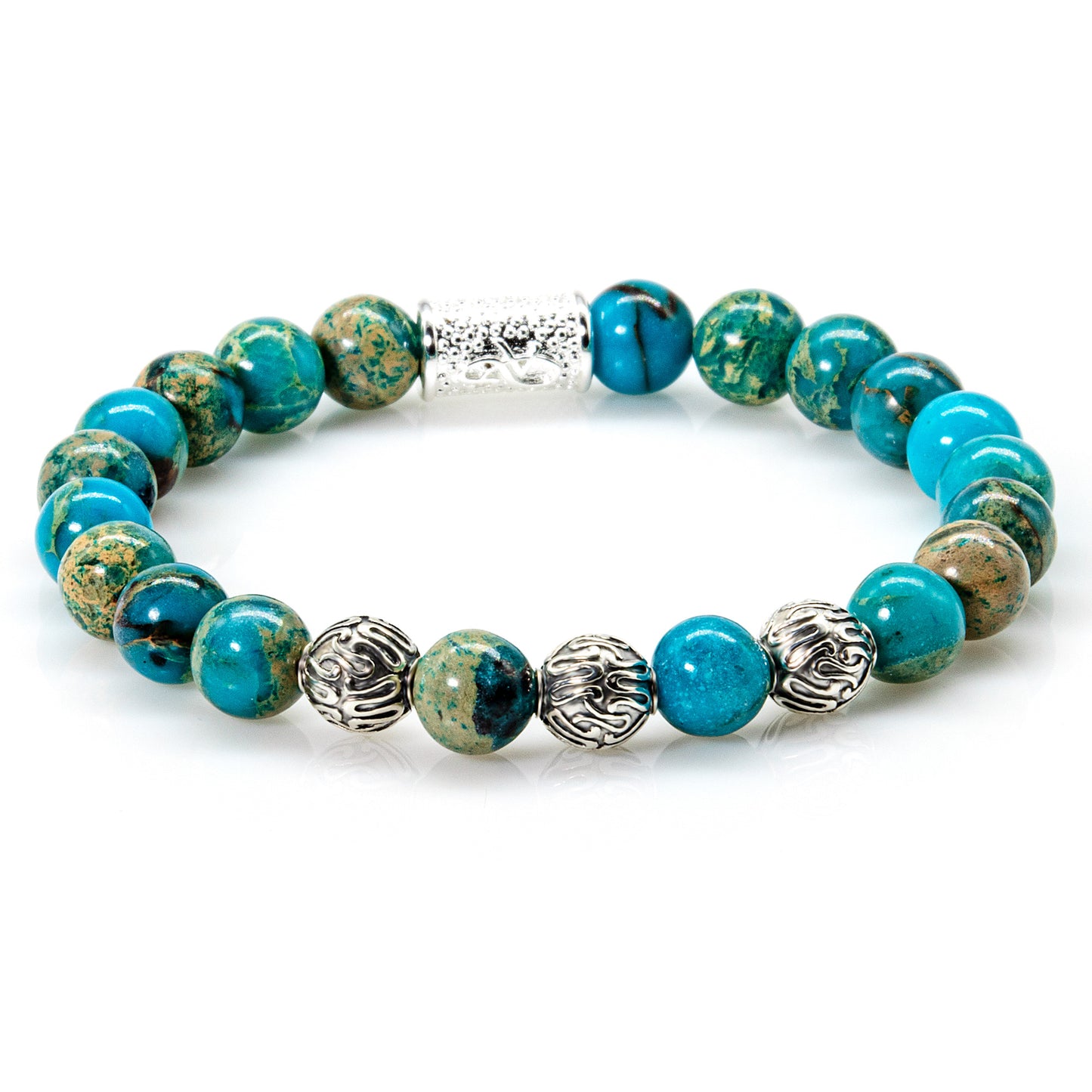 Aqua Terra Jaspis Perlen Roma 925 Sterling Silber
