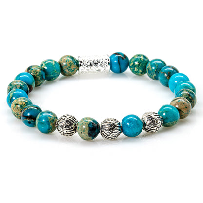 Aqua Terra Jaspis Perlen Roma 925 Sterling Silber