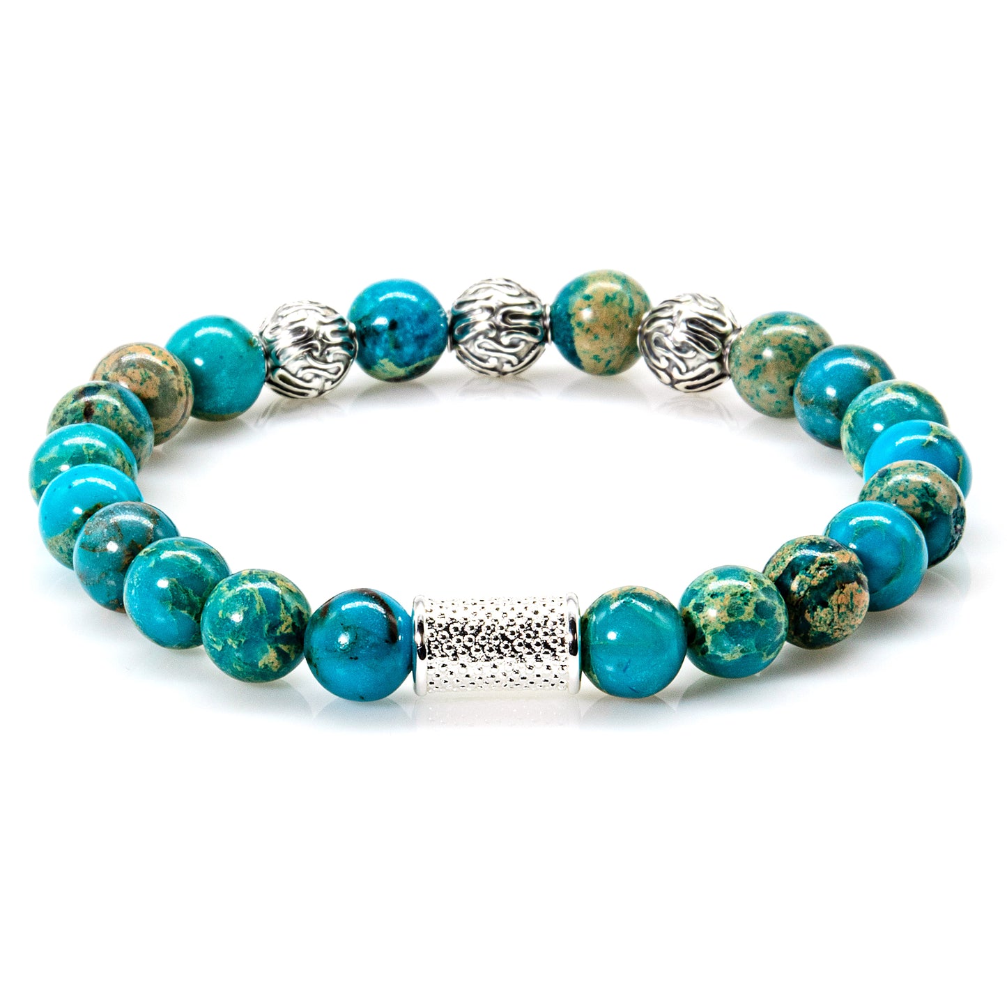 Aqua Terra Jaspis Perlen Roma 925 Sterling Silber