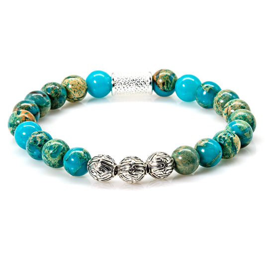 Aqua Terra Jaspis Perlen Roma 925 Sterling Silber
