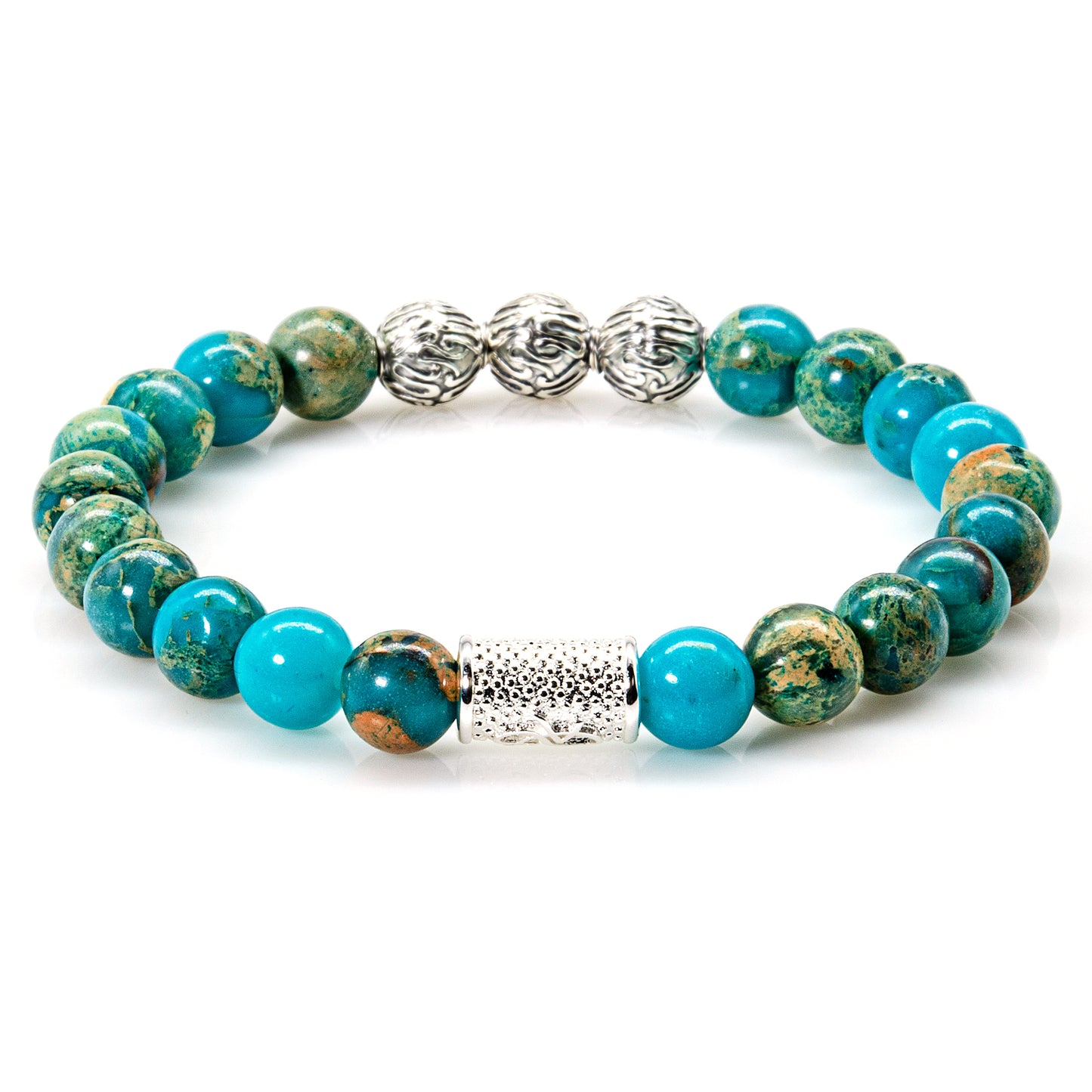 Aqua Terra Jaspis Perlen Roma 925 Sterling Silber