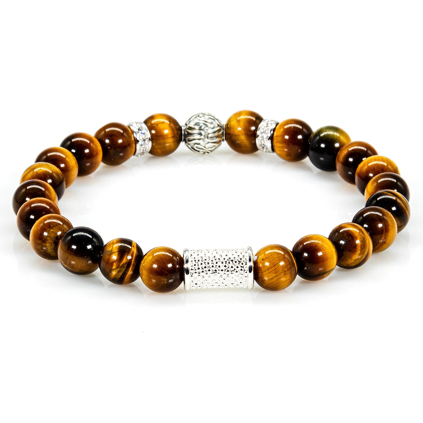 Tigerauge Perlen Toto 925 Sterling Silber