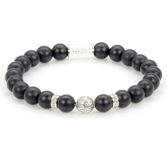 Onyx Matt Perlen Toto 925 Sterling Silber