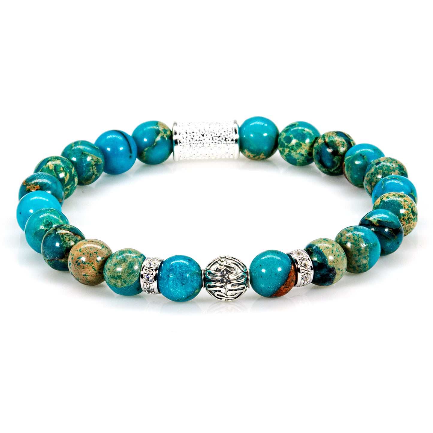 Aqua Terra Jaspis Perlen Toto 925 Sterling Silber
