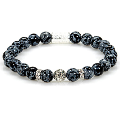 Snowflake Obsidian Perlen Toto 925 Sterling Silber
