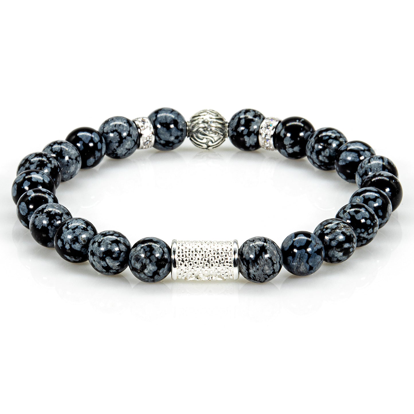 Snowflake Obsidian Perlen Toto 925 Sterling Silber
