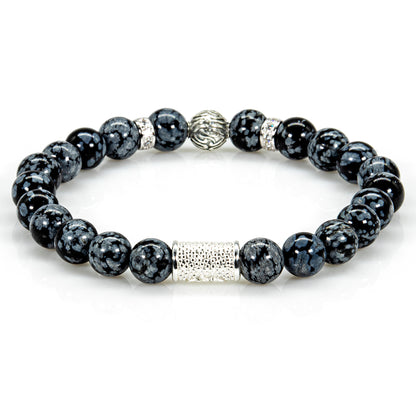 Snowflake Obsidian Perlen Toto 925 Sterling Silber