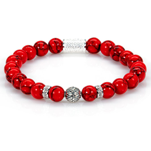 Roter Türkis Perlen Toto 925 Sterling Silber