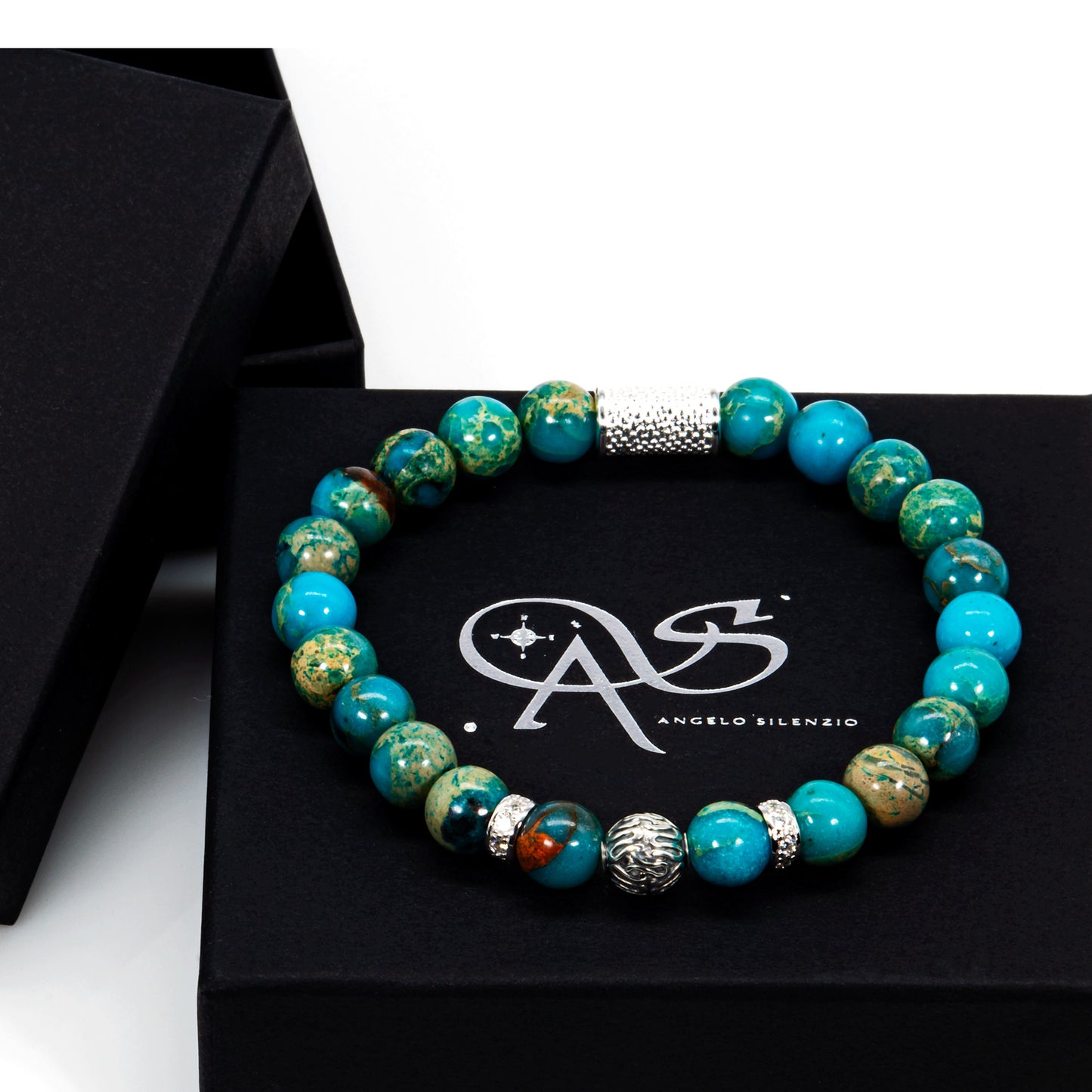 Aqua Terra Jaspis Perlen Toto 925 Sterling Silber