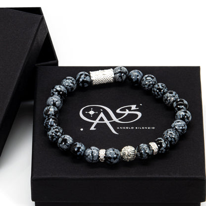 Snowflake Obsidian Perlen Toto 925 Sterling Silber