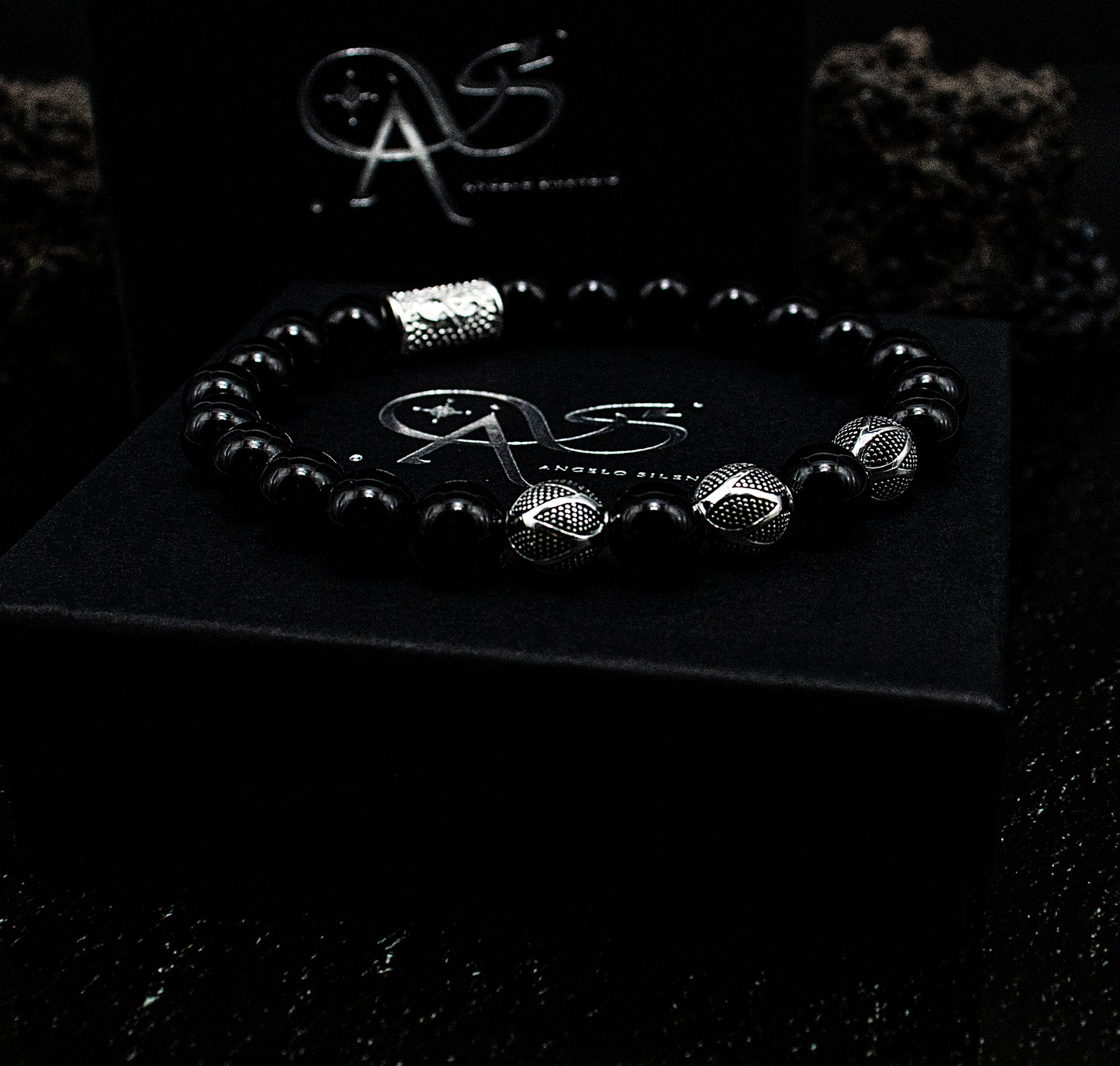 Onyx Schwarz Perlen Excelsior Silver 925 Sterling Silber
