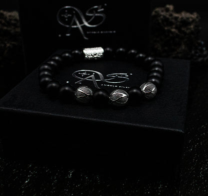 Onyx Matt Perlen Excelsior Silver 925 Sterling Silber