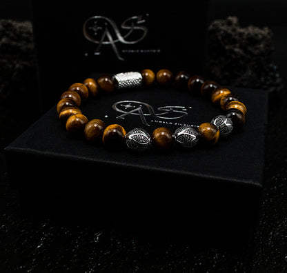 Tigerauge Perlen Excelsior Silver 925 Sterling Silber