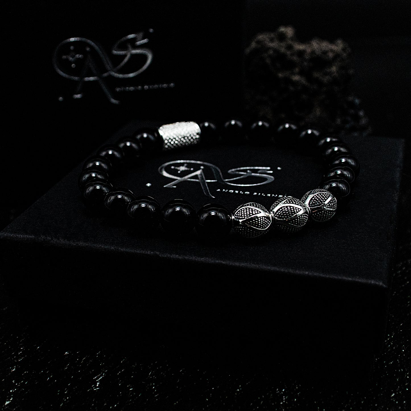 Onyx Schwarz Perlen Excelsior Silver 925 Sterling Silber