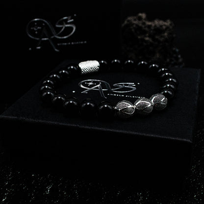 Onyx Schwarz Perlen Excelsior Silver 925 Sterling Silber